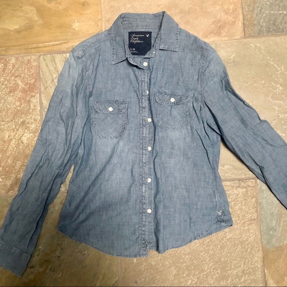 American Eagle Jean Button-up Shirt - Picture 3 of 7